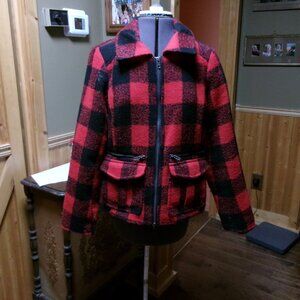 Ladies Rewind zip up bufflao plaid jacket lg Lined